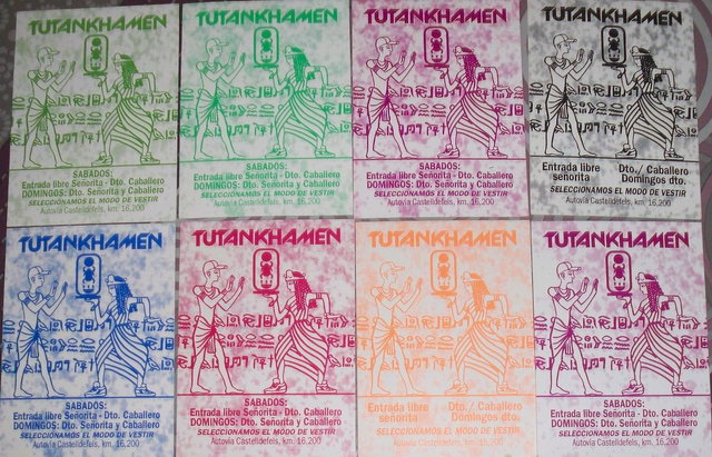 8 flyers de la discoteca Tutankhamen de Gav� Mar
